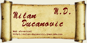 Milan Ducanović vizit kartica